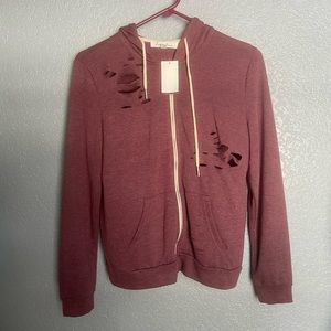 Distressed Zip-Up Hoodie